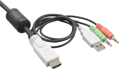 InLine 62612I KVM Switch, 2-fach, HDMI, USB, mit Audio, integr. Kabel