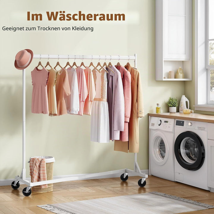 Hoctieon Schwerlast Kleiderständer auf Rollen Weiss 1 Stück, Weiss 1 Stück