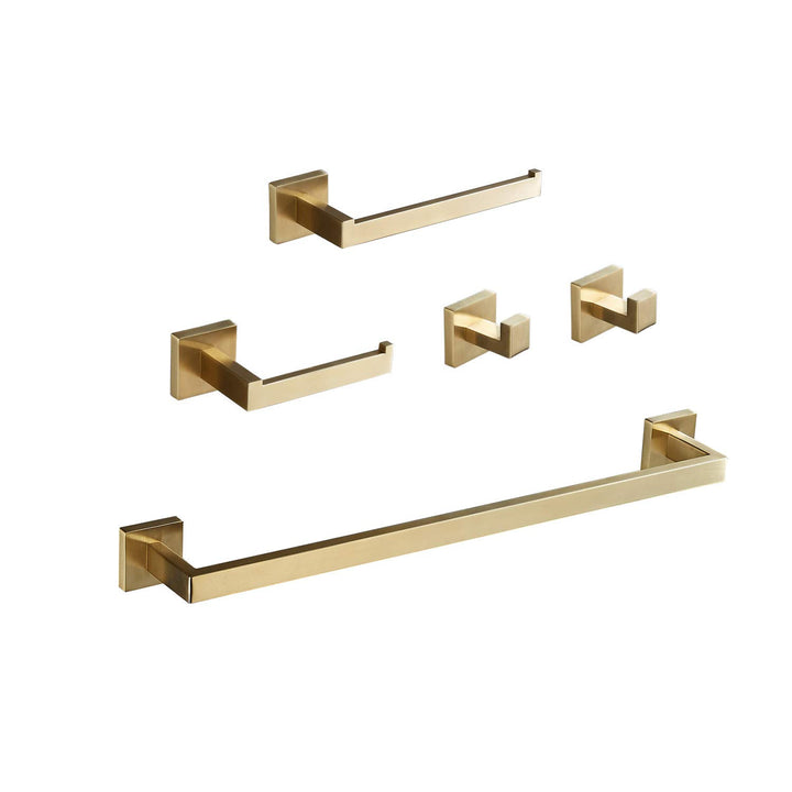 Beelee Badezimmer Hardware Set 5 Stück Golden gebürstet, Wandmontage Modernes Badezimmerzubehör 304
