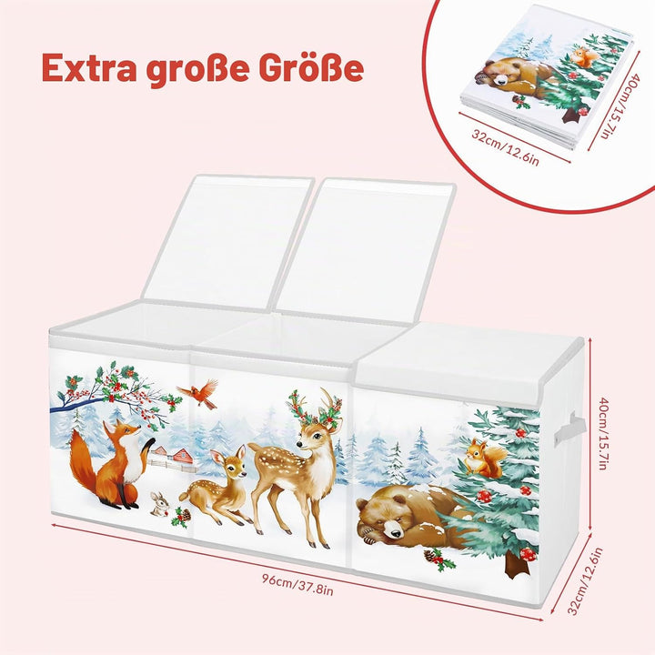 Weihnachts-Aufbewahrungsbox,Extra Gross Spielzeugkiste mit Deckel&amp;Griff,Faltbare spielzeug aufbewahr