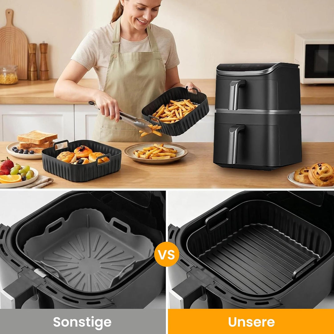 Airfryer Silikonform, Air Fryer Silikon Einsatz für Cosori Turbo Tower Pro/Smart 10,8L, Heissluftfri