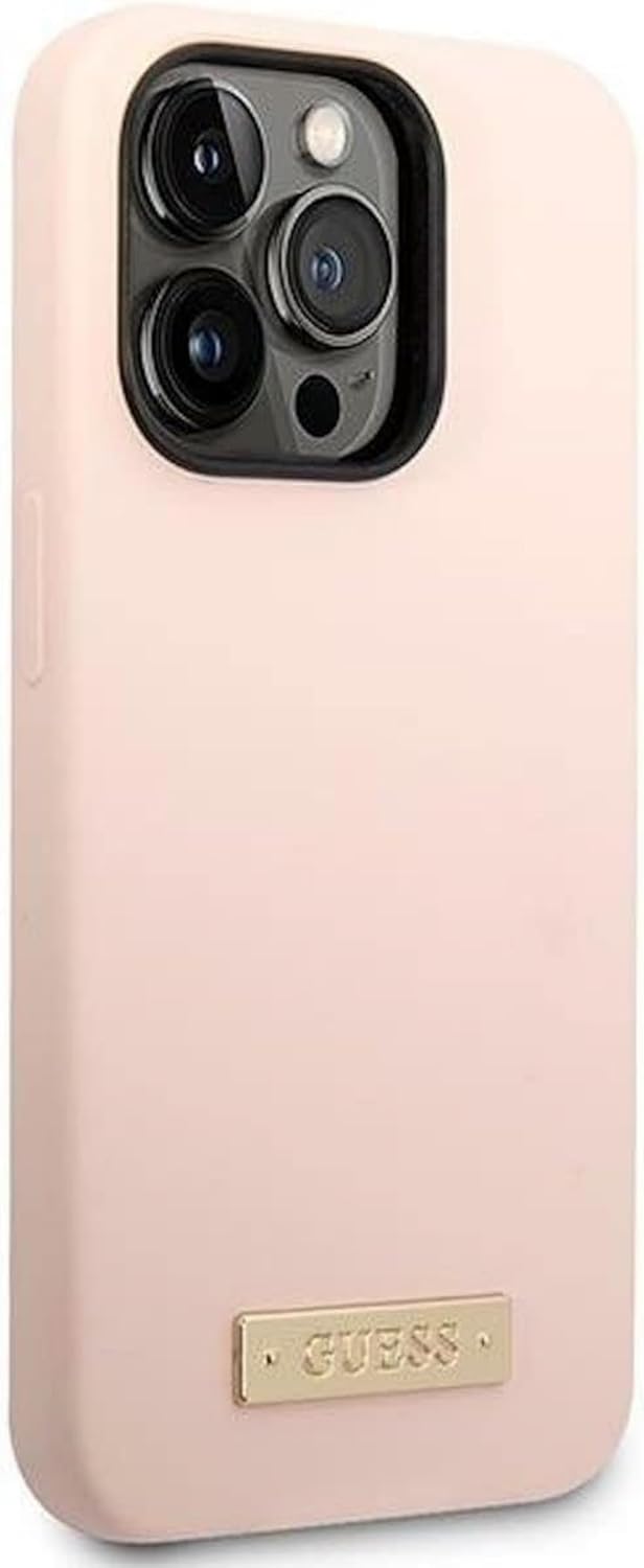 Guess GUHMP14LSBPLP hülle für iPhone 14 Pro 6,1" rosa/pink Hard case Silicone Logo Plate