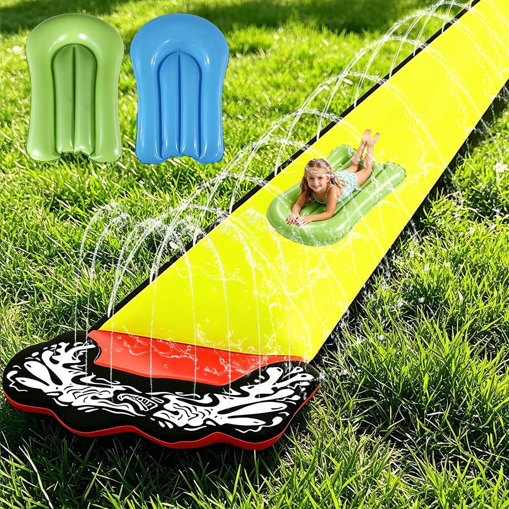 Wasserrutsche Garten für Kinder, 15.8ft/480cm Aufblasbare Wasserrutsche mit 2 Bodyboards, Single Was