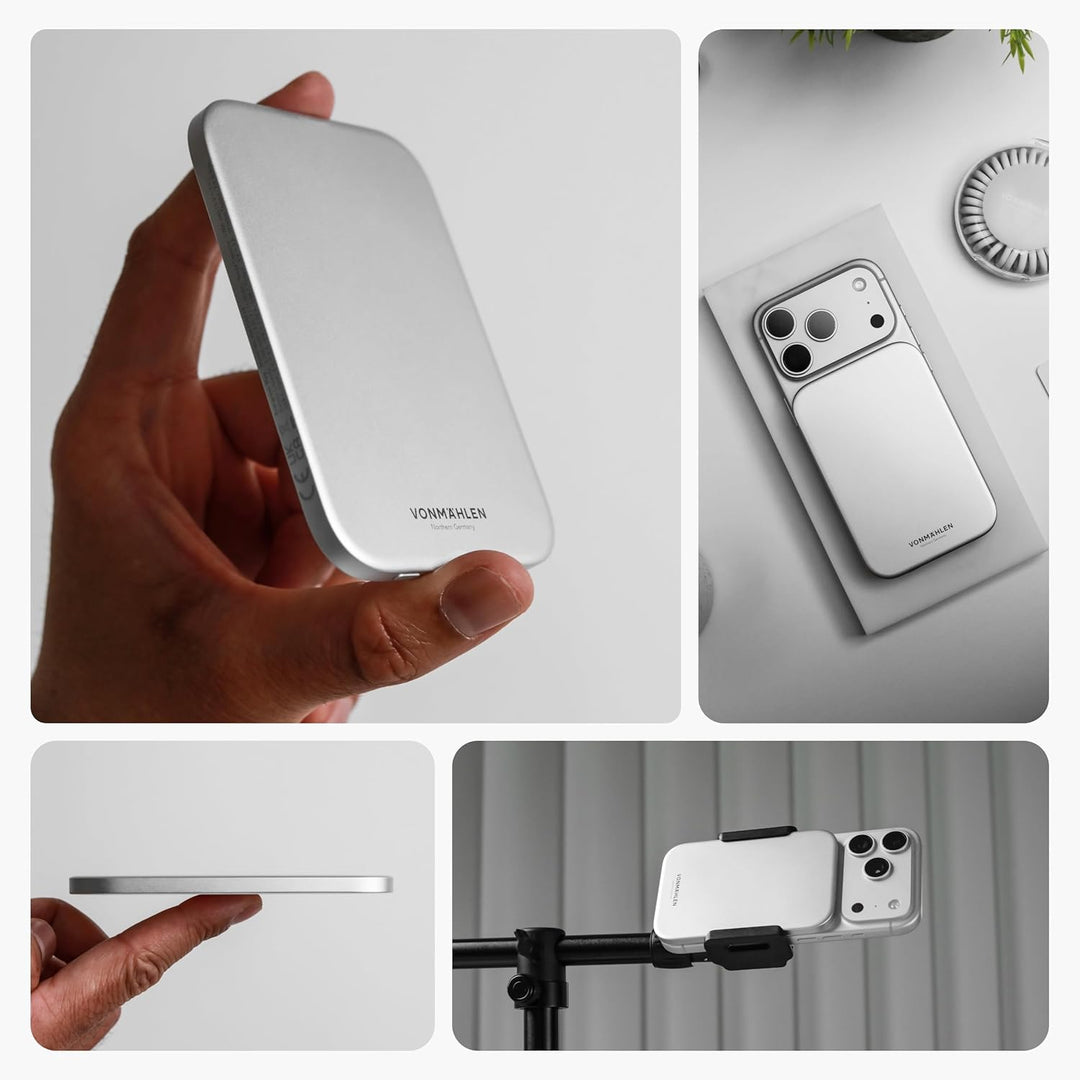VONMÄHLEN Evergreen Mag - Wireless Powerbank kompatibel mit MagSafe - Tragbares Ladegerät mit 3000mA