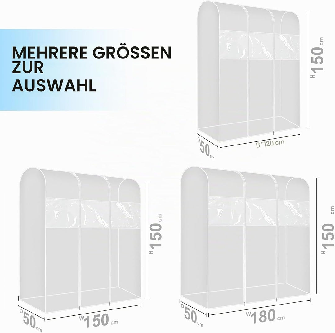 6ft Transparente Kleiderstange Stabile Schutzhülle mit Reissverschluss Klare Schutzhülle mit Reissve