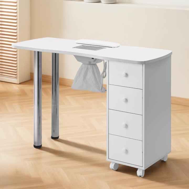 Weisser Maniküre-Tisch mit Schubladen-Staubsammler Handgelenkauflage Armlehne Salon-Home Use Stil E,