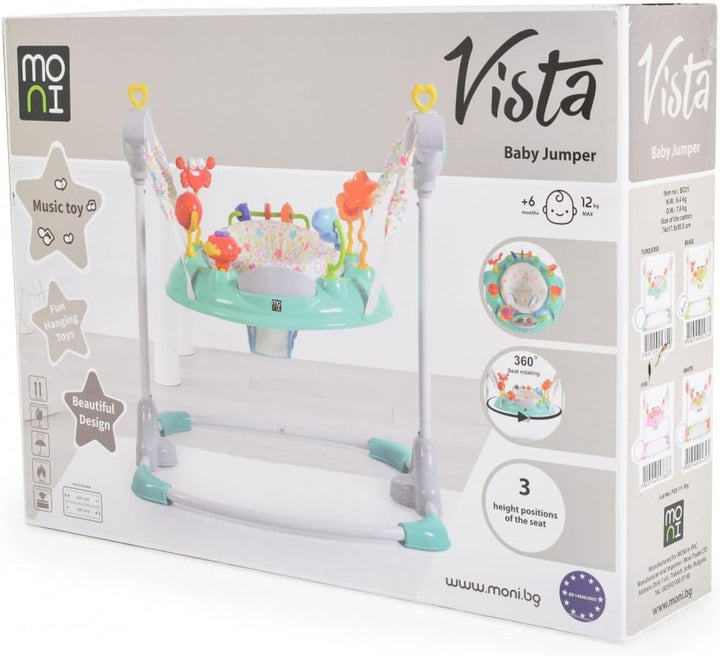 Hopser Vista mit Spielcenter, Musik, Licht, MP3-Anschluss, Höhe einstellbar Grau Türkis, Grau Türkis