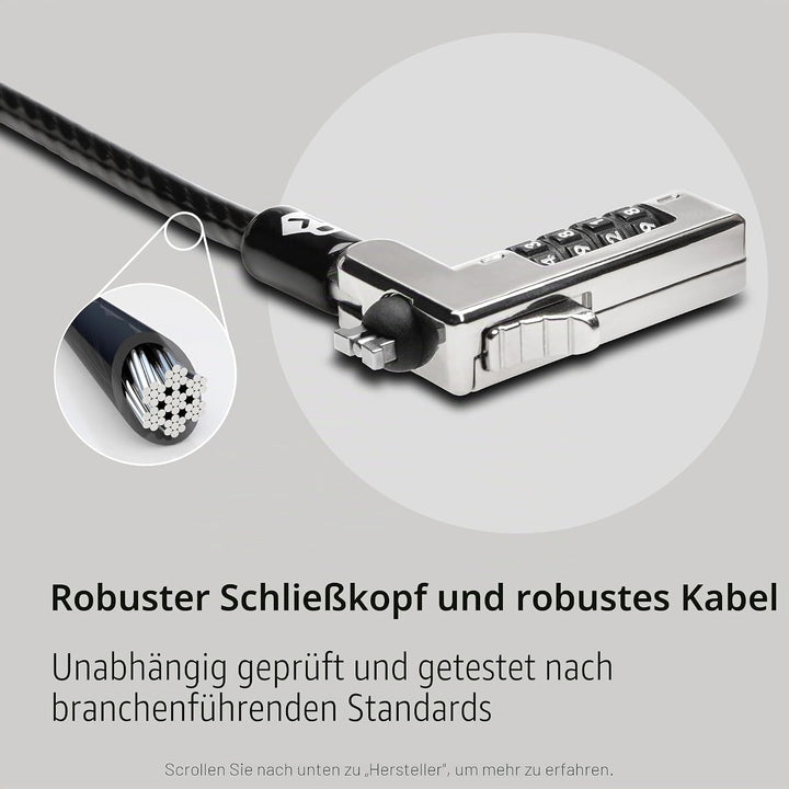 Kensington Laptop Schloss Slim-Kombinationsschloss für ultraflache Laptops &amp; 2-in-1 Geräte mit Nano