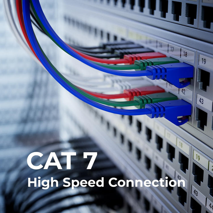 deleyCON 10x 0,5m Flaches CAT7 Netzwerkkabel (CAT 7 mit 10 Gbit/s) Gigabit LAN - RJ45 Ethernet Kurze