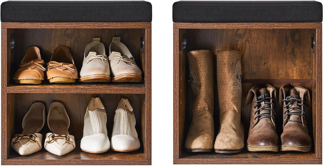 YMYNY Schuh Aufbewahrungsbank mit Sitzkissen, 2-Tier Schuh Rack mit gepolstertem Sitz, justierbarer