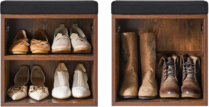 YMYNY Schuh Aufbewahrungsbank mit Sitzkissen, 2-Tier Schuh Rack mit gepolstertem Sitz, justierbarer