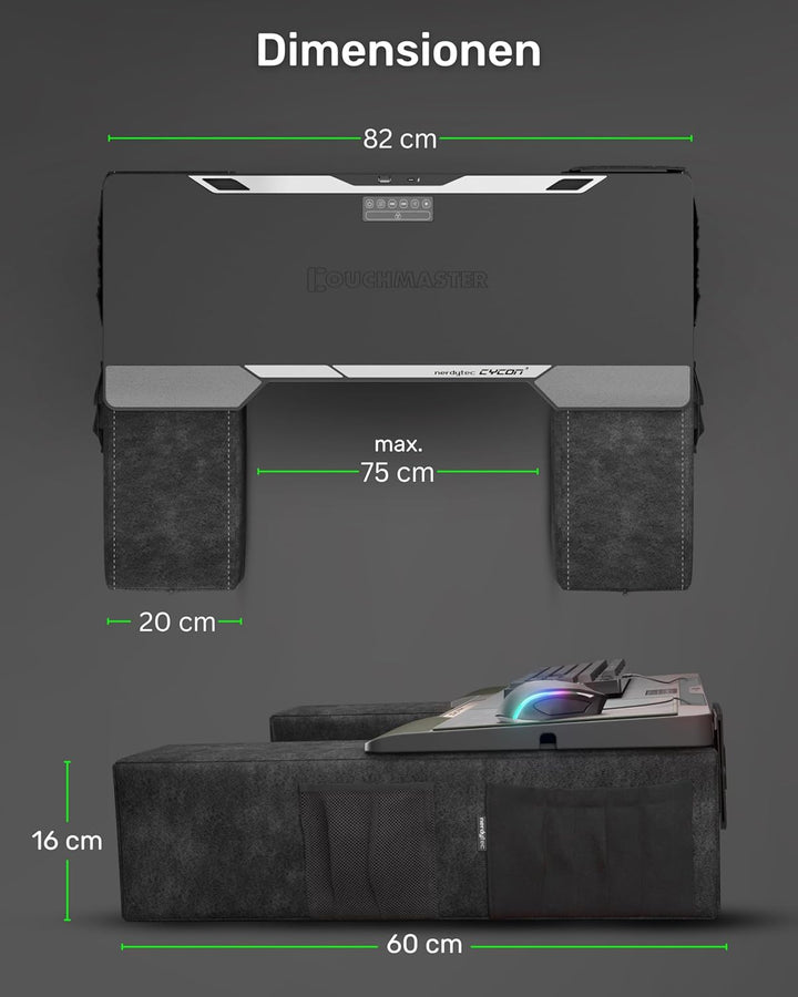 Couchmaster® CYCON² Fusion Grey, Couch Gaming Auflage für Maus & Tastatur (für PC, PS4/5, Xbox One/S
