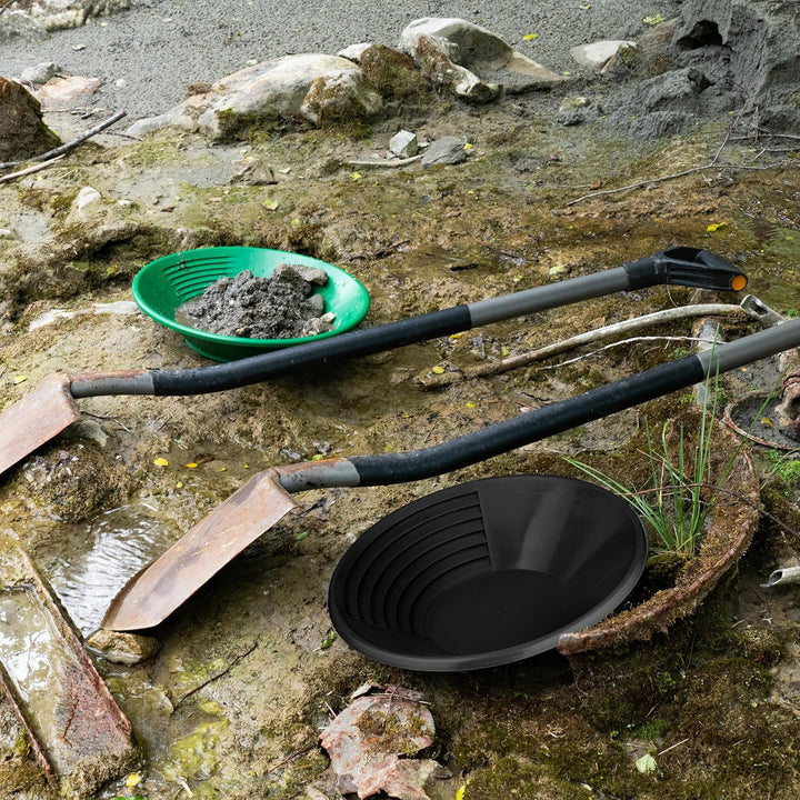 Relaxdays Goldwaschpfanne, 2er Set, Goldwaschen, H x D: 8 x 38 cm, Kunststoff, 3 Zonen Waschpfanne,