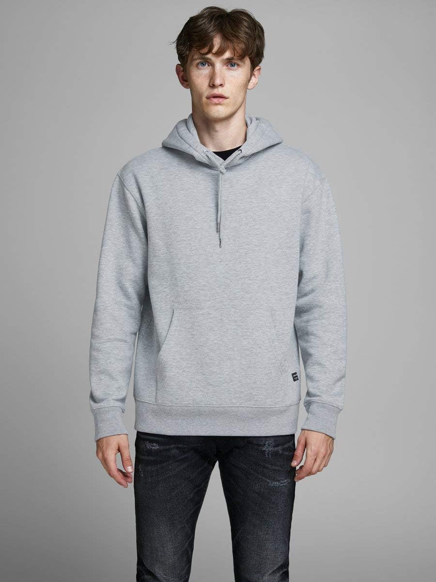 JACK & JONES Male Kapuzenpullover Logo Kapuzenpullover S Light Grey Melange, S Light Grey Melange