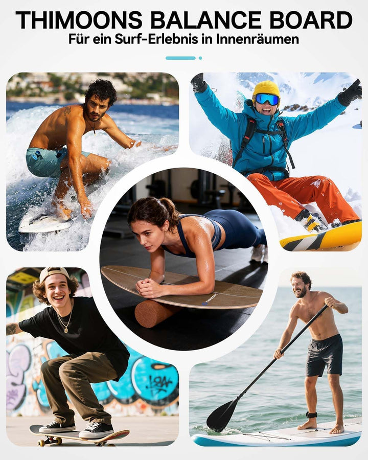 Balance Board Erwachsene | Rutschfeste Oberfläche & Rocker Shape | Surf Balanceboards für Surf Core-