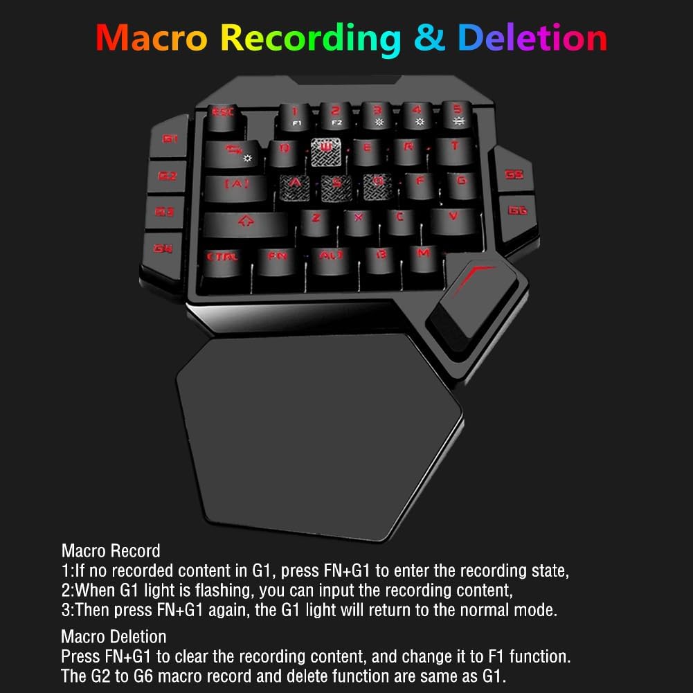 Cakce RGB Einhand-mechanische Gaming-Tastatur, bunte Hintergrundbeleuchtung, professionelle Gaming-T