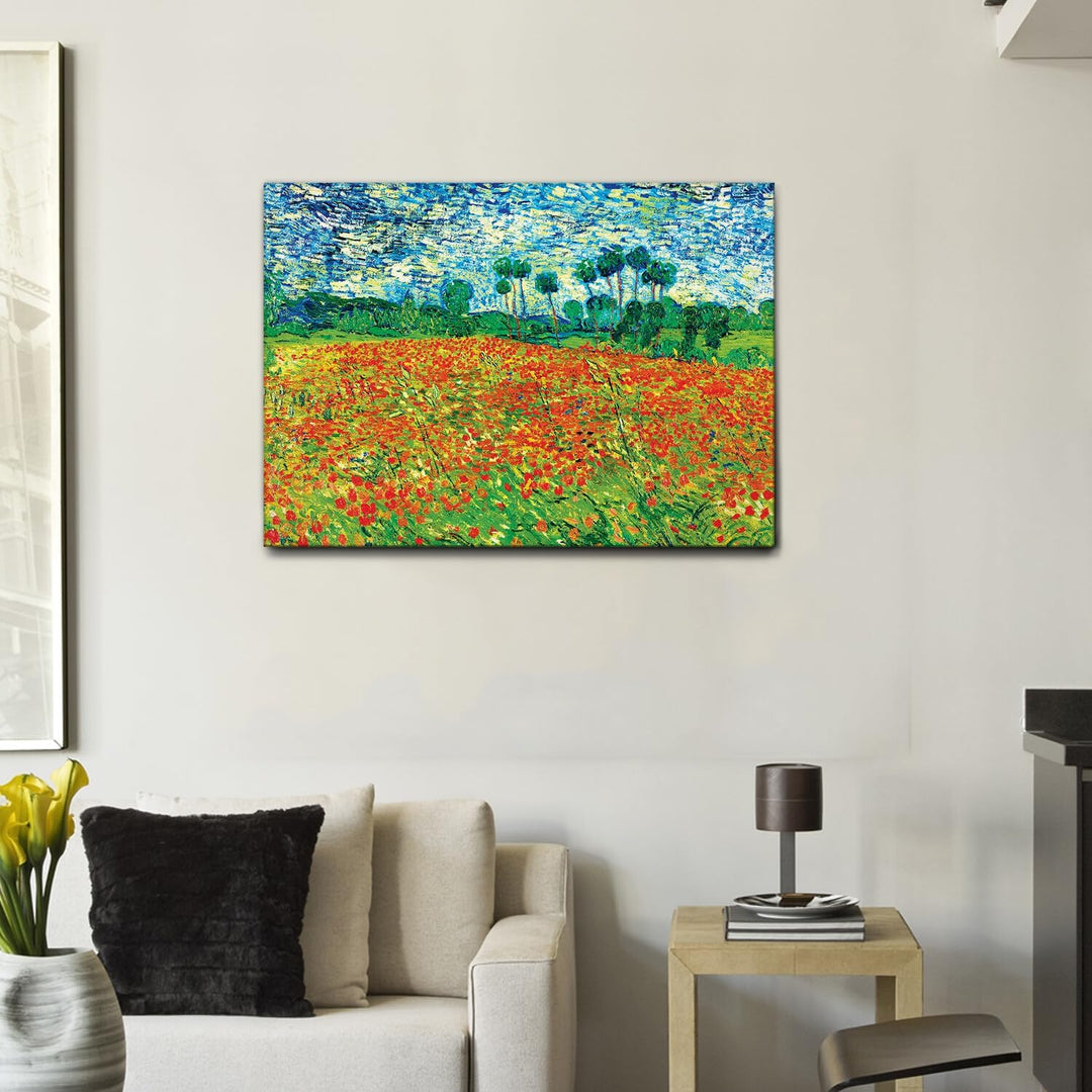 Giallobus - Gemälde - Vincent Van Gogh - Poppy Field (Mohnfeld) - Leinwand - 100x70 - Bereit zum Auf