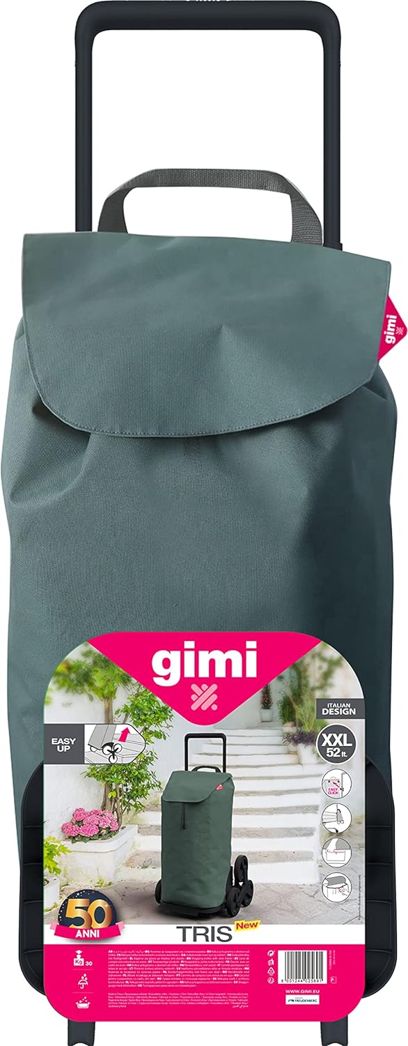 Gimi Einkaufstrolley mit 6 Rädern, wasserdichte Tasche, 100% Polyester, Fassungsvermögen 52 l, 44,1