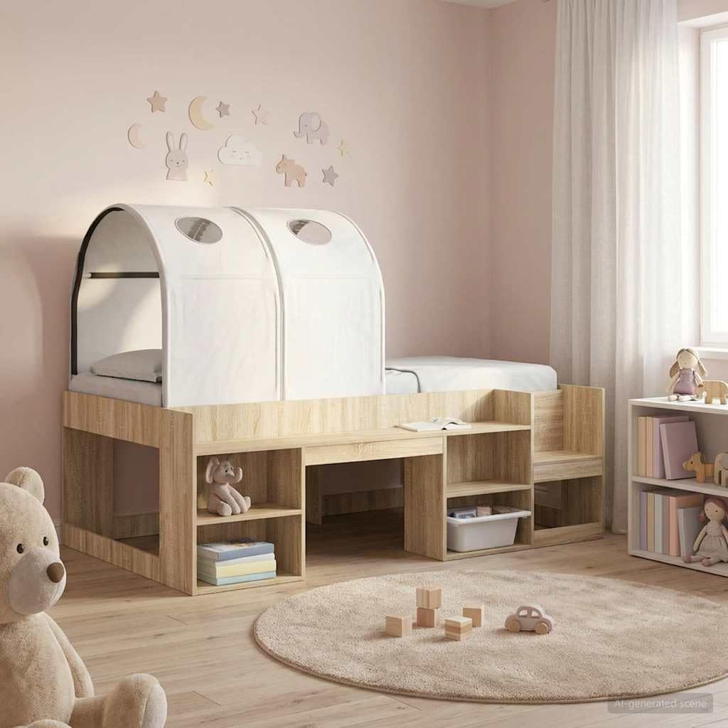 Bettunnel 2-teilig Weiss 211 x 52,5 x 2 cm Polyester mit Montage, langlebig und atmungsaktiv, ideal