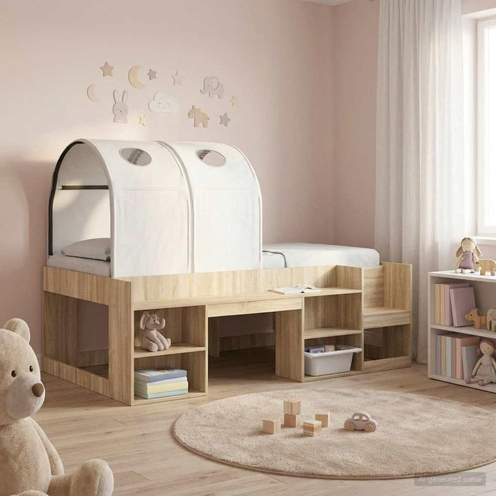 Bettunnel 2-teilig Weiss 211 x 52,5 x 2 cm Polyester mit Montage, langlebig und atmungsaktiv, ideal
