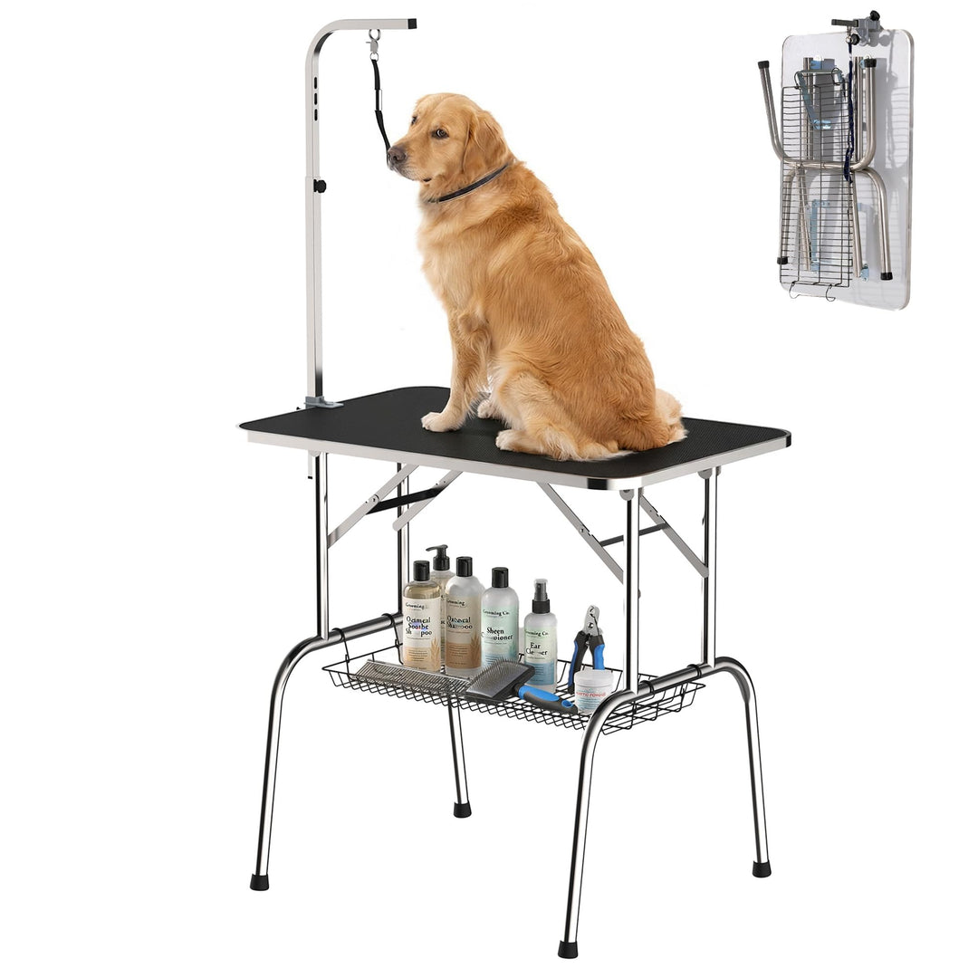 Pawhut Trimmtisch Tierpflegetisch Schertisch mit Korb Hundepflegetisch klappbar Hundefriseurtisch Hu