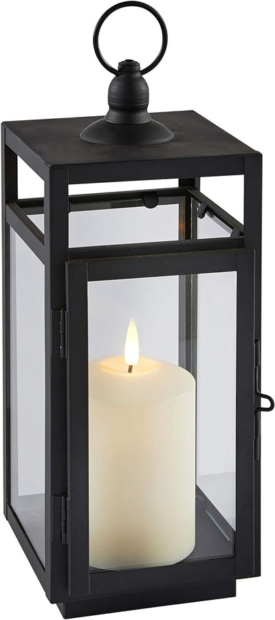 Lights4fun Schwarze Metall Laterne Bunbury 29cm inkl. TruGlow® Kerze mit Timer für Innen & Aussen, 2