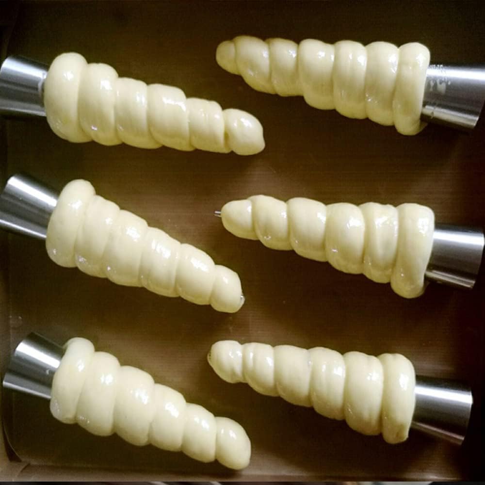 6 Stück Backkegel, 14 cm, Edelstahl, spiralförmig, Croissant-Röhren, Horn, Brot, Gebäck, Kuchenform,