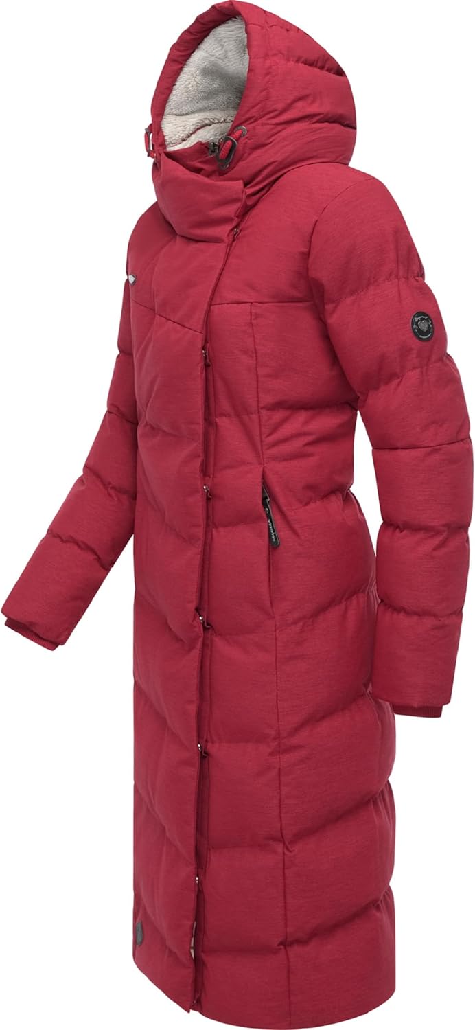 Ragwear Damen atmungsaktiver Wintermantel warmer wasserdichter Steppmantel lang mit Kapuze Pavla Lon