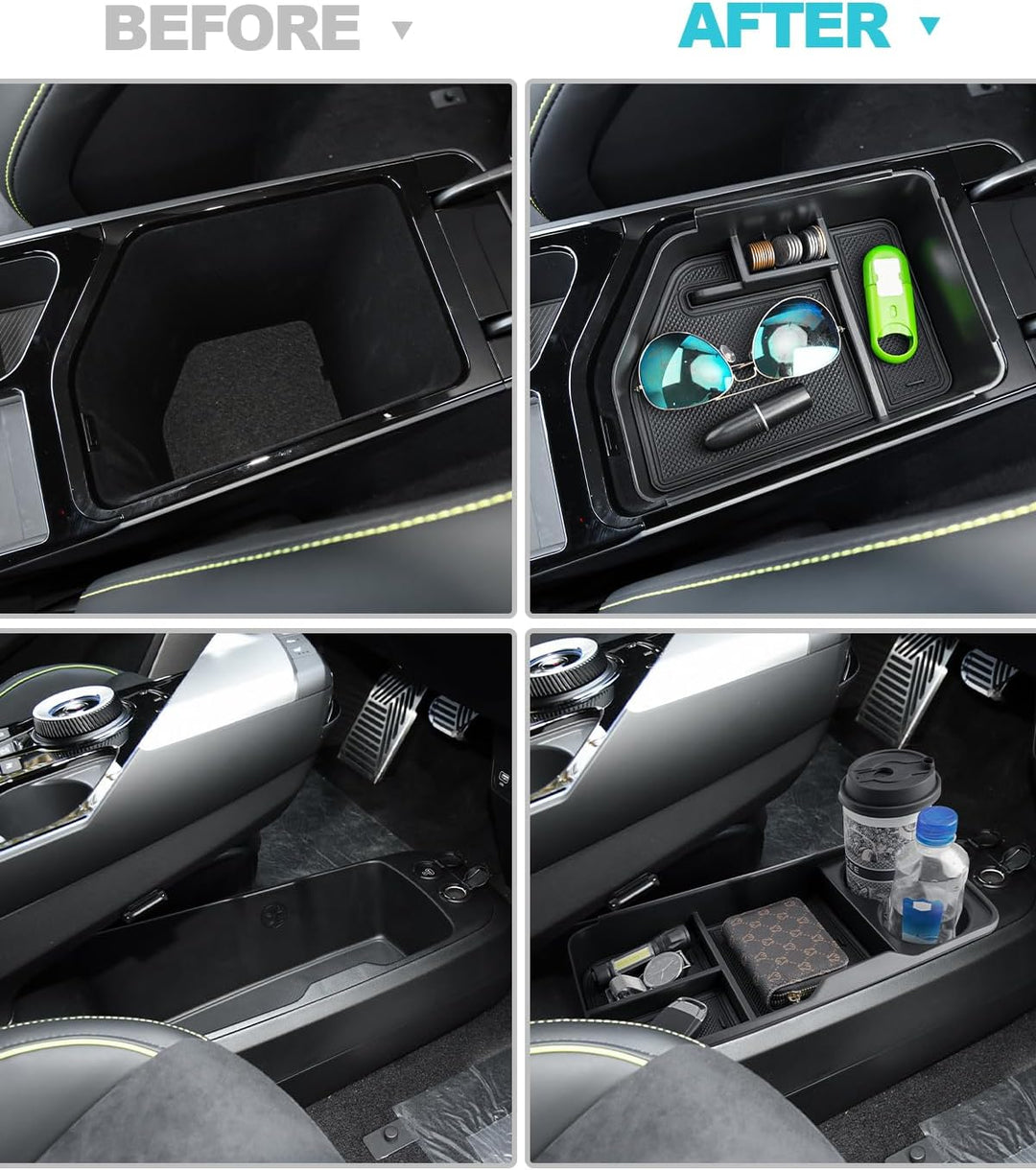 CDEFG [2 Stück] Kompatibel mit Kia EV6 2022-2023 2024 2025 Mittelkonsole Organizer + Armlehne Aufbew