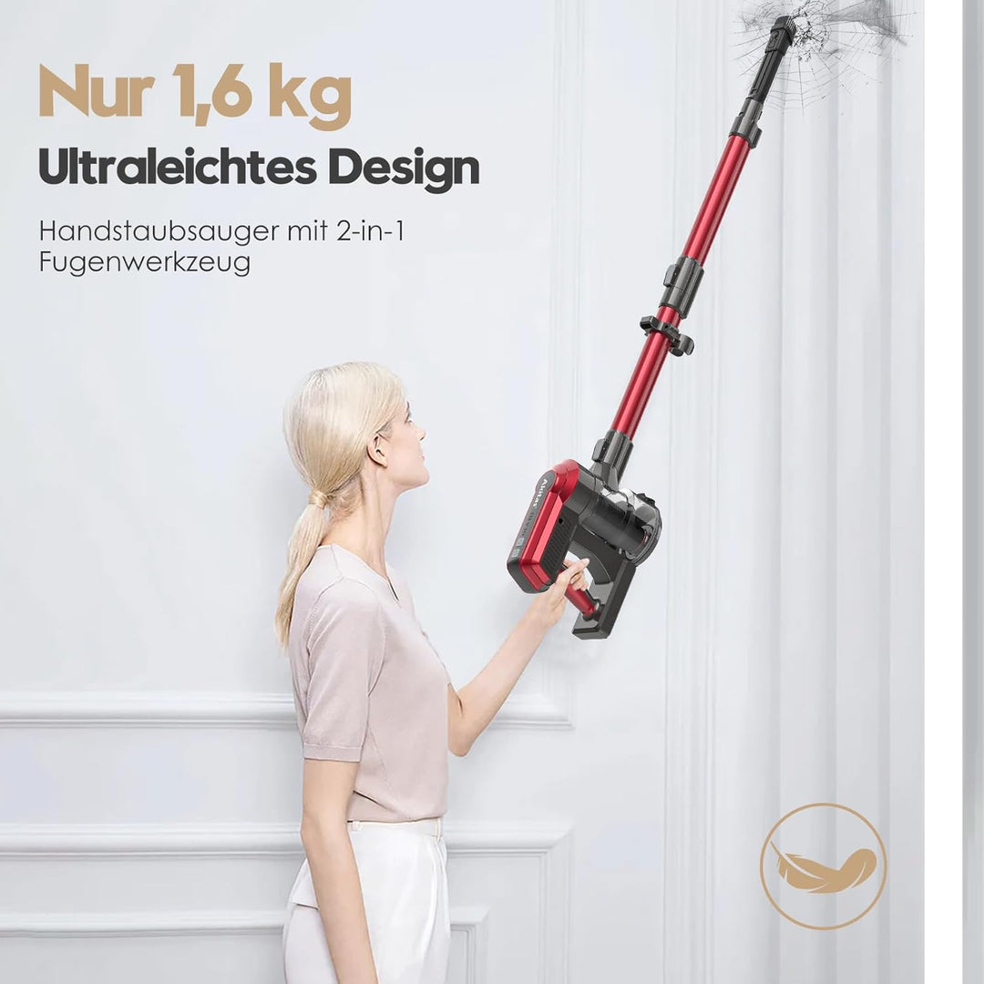 Akitas V10 Kabelloser Staubsauger 30V 450W Bis zu 50 Minuten Laufzeit 3 Saugstufen Hand- und Stielst