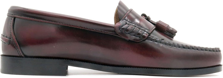 Herren Slipper Business Schuhe Ledersohle Rahmengenäht Premium Tassel Loafer 42 EU Bordeaux, 42 EU B