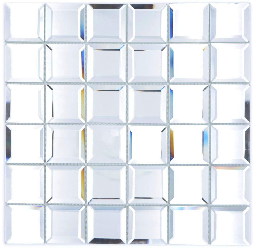 Mosaik Fliese Glasmosaik Quadrat Quadrat Mirror Metro Spiegelmosaik für WAND KÜCHE Wandverblender Fl