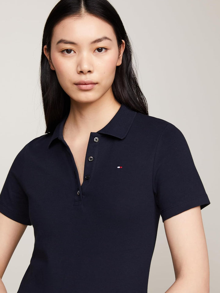 Tommy Hilfiger Damen Polokleid 1985 Slim Pique Polo Dress Ss Slim Fit L Blau (Desert Sky), L Blau (D