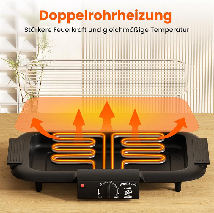Elektro Tischgrill,2000W rauchloser Non-Stick BBQ-Grill Innen &amp; Outdoor | Elektrogrill elektrisch, t