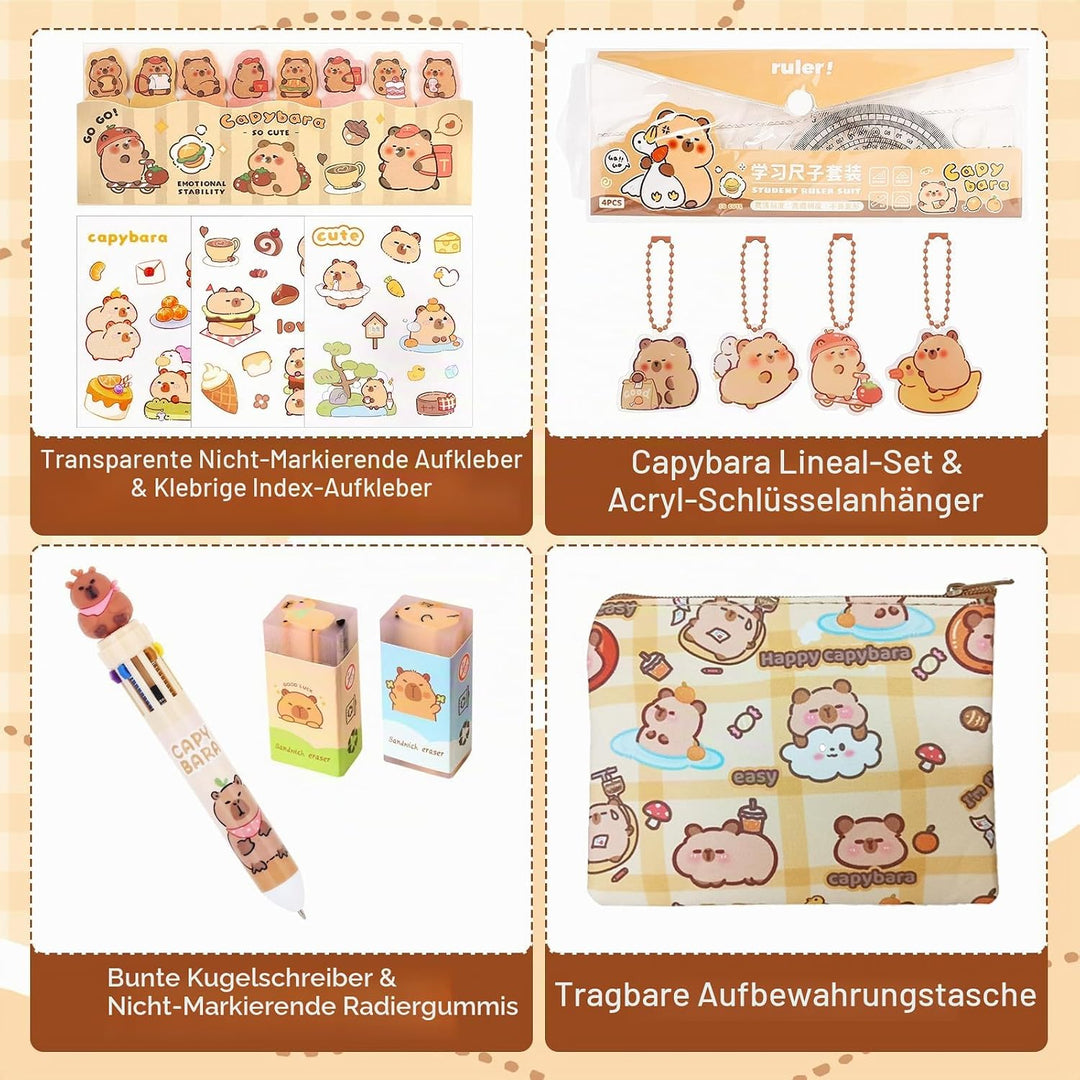 Capybara Federmäppchen Set, Süsses Capybara Stifte, Reichhaltige Capybara Mäppchen, Capybara Sachen