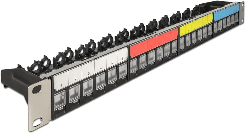 DeLOCK 19? Keystone Patchpanel 24 Port mit Kabelbefestigungsschiene,