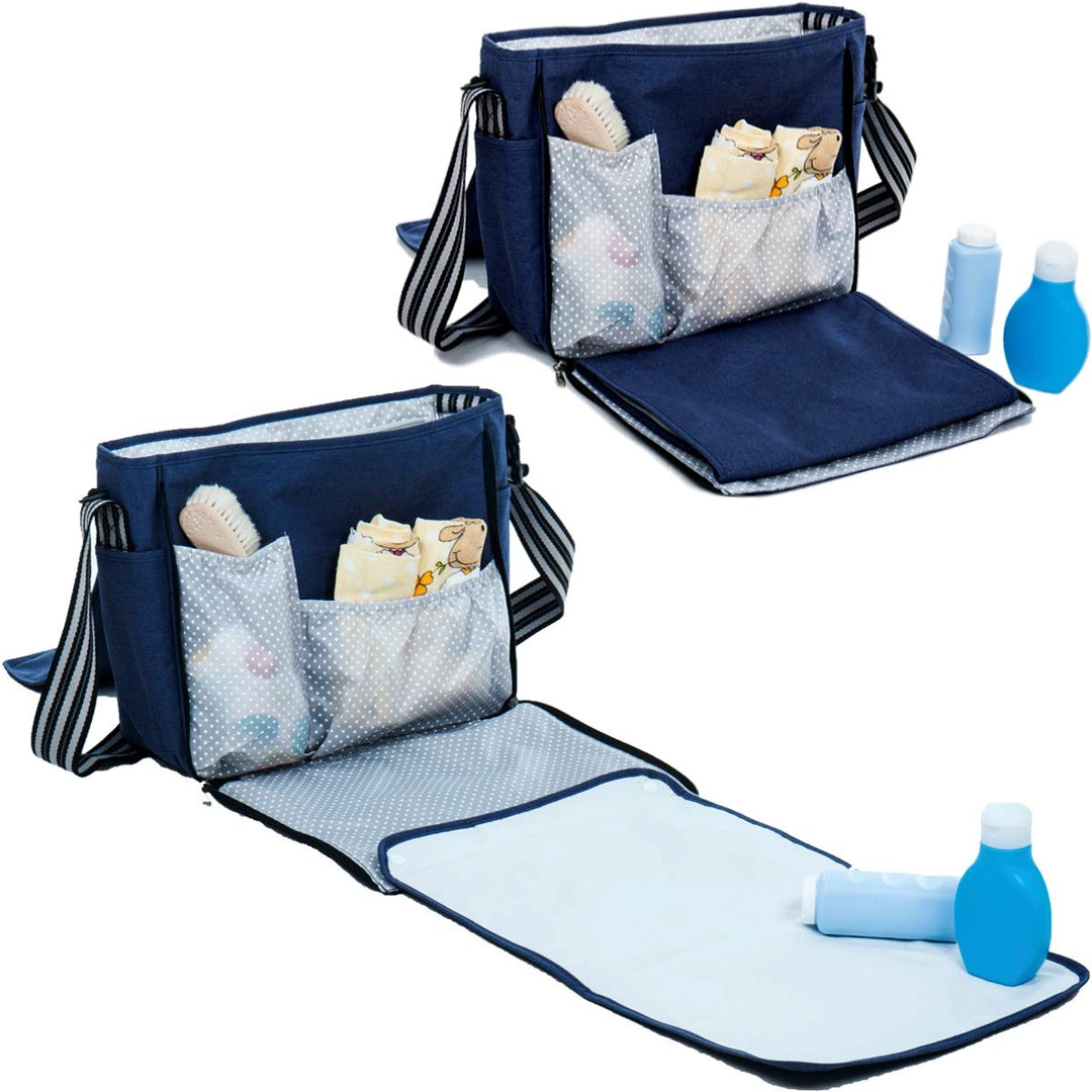 Wickeltasche (+ Wickelunterlage und isolierter Getränketasche) Baby Tasche für Kinderwagen Buggy (Ma