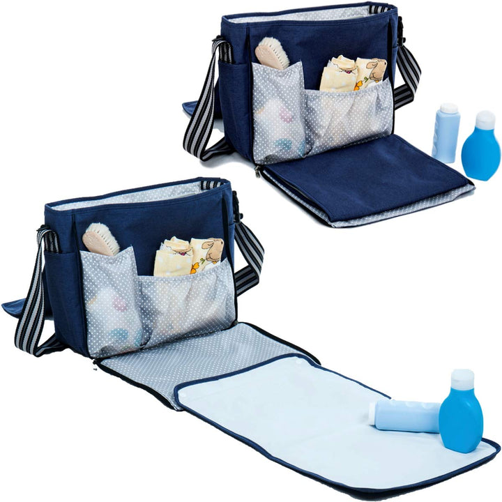 Wickeltasche (+ Wickelunterlage und isolierter Getränketasche) Baby Tasche für Kinderwagen Buggy (Ma