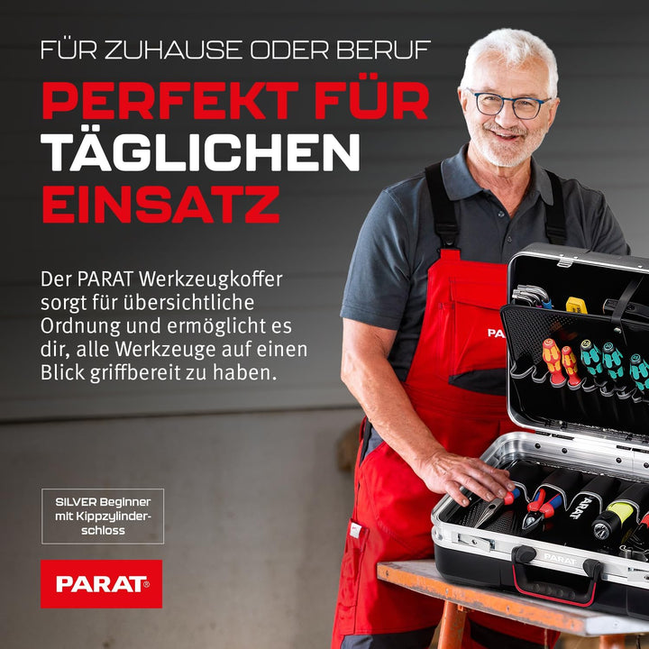 PARAT SILVER Beginner Werkzeugkoffer | Werkzeugkoffer leer | Robuster Werkzeugkasten & Toolbox aus A