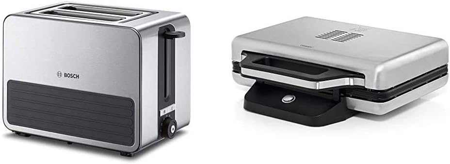 Bosch TAT7S25 Kompakt-Toaster, Auftau/Aufknusperfunktion, 1050 W, Edelstahl/schwarz & WMF Lono Sandw
