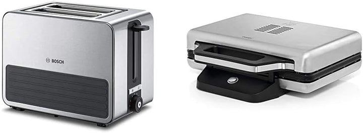 Bosch TAT7S25 Kompakt-Toaster, Auftau/Aufknusperfunktion, 1050 W, Edelstahl/schwarz & WMF Lono Sandw