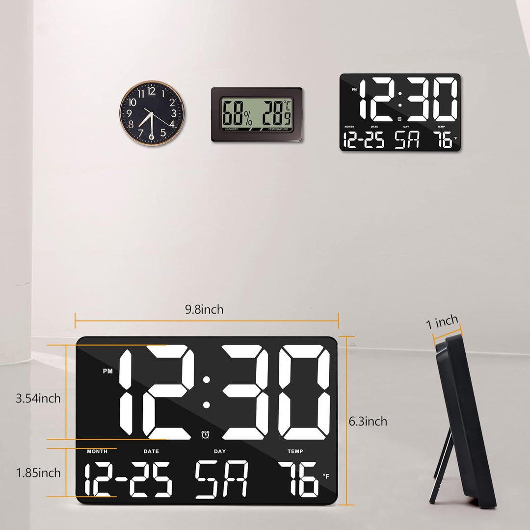 SZELAM Digitaluhr Grosses Display,11,5" Digitaler Kalenderwecker mit Funkfernbedienung,LED Übergross