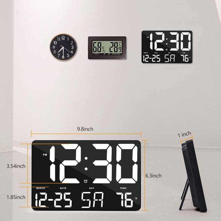 SZELAM Digitaluhr Grosses Display,11,5" Digitaler Kalenderwecker mit Funkfernbedienung,LED Übergross