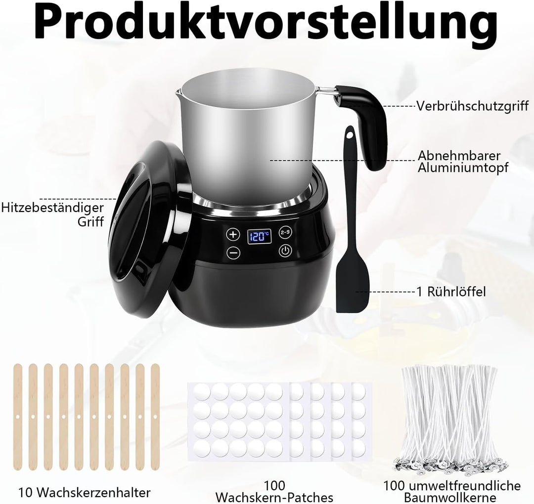 Elektrischer Wachsschmelzer für die Kerzenherstellung,Wachsschmelztopf mit Ausgiesser,LED Temperatur