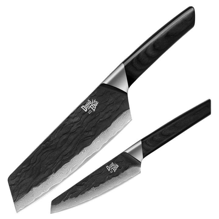 2 tlg Damastmesser Set, 17,8 cm Bunka Messer und 12,7 cm Allzweckmesser, 67 Lagen Damaszener Stahl g