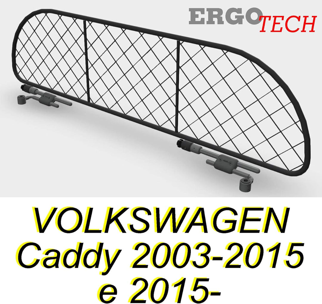 ERGOTECH Trennnetz Trenngitter kompatibel mit Volkswagen Caddy, RDA65-XXL, für Hunde und Gepäck