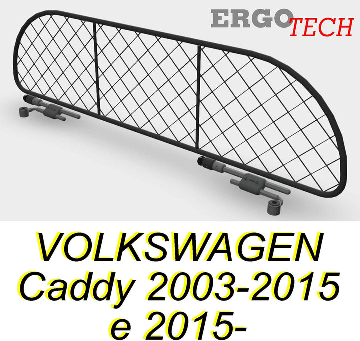 ERGOTECH Trennnetz Trenngitter kompatibel mit Volkswagen Caddy, RDA65-XXL, für Hunde und Gepäck