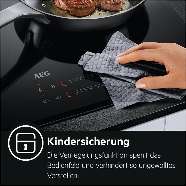 AEG HK634060XB Autarkes Kochfeld / Strahlenbeheizt / 60 cm / Edelstahlrahmen / 4 Kochzonen / Bräterz