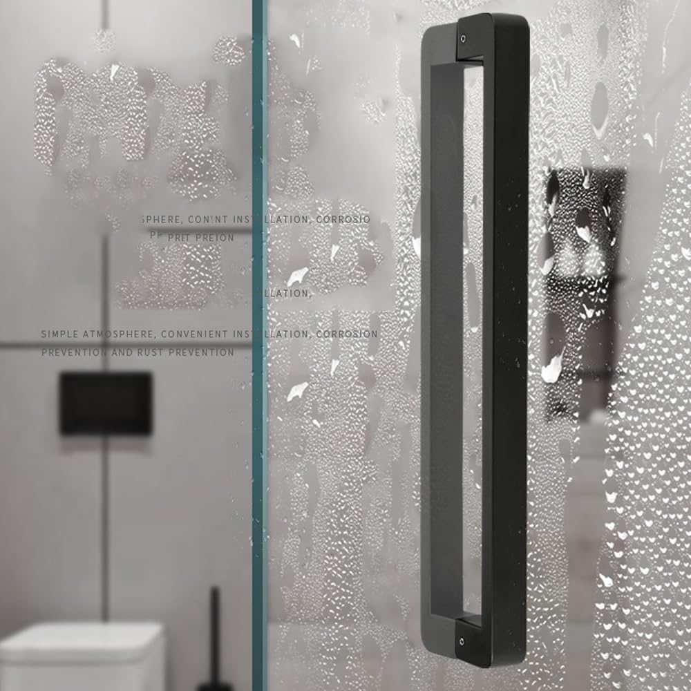 Cokritsm Duschtür Griff 200mm Loch zu Loch Glastürgriff, Dusche Türknopf Rund Grifff, Schwarz Duscht