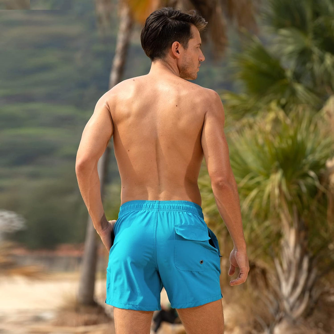 Arcweg Men's Swim Trunks Shorts with Compression Liner 2 in 1 Quick Dry Swimming Shorts with Boxer B